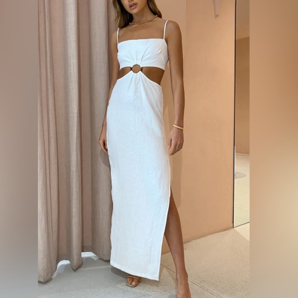 NWT! Rumer Avalon Ring Dress In White 100% linen